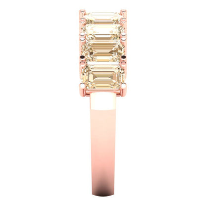 2.61 cttw Natural Morganite Emerald Cut Rose Gold Eternity Wedding Band