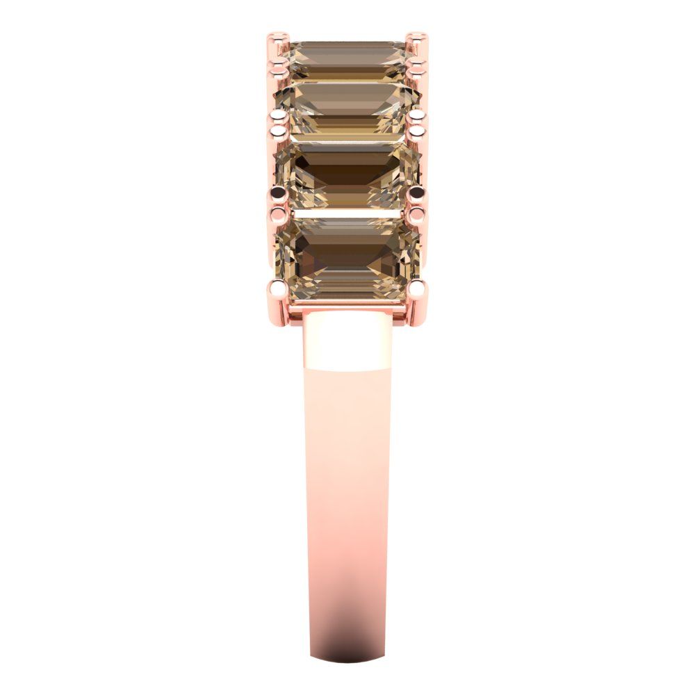 2.61 cttw Simulated Champagne Diamond Emerald Cut Rose Gold Eternity Wedding Band