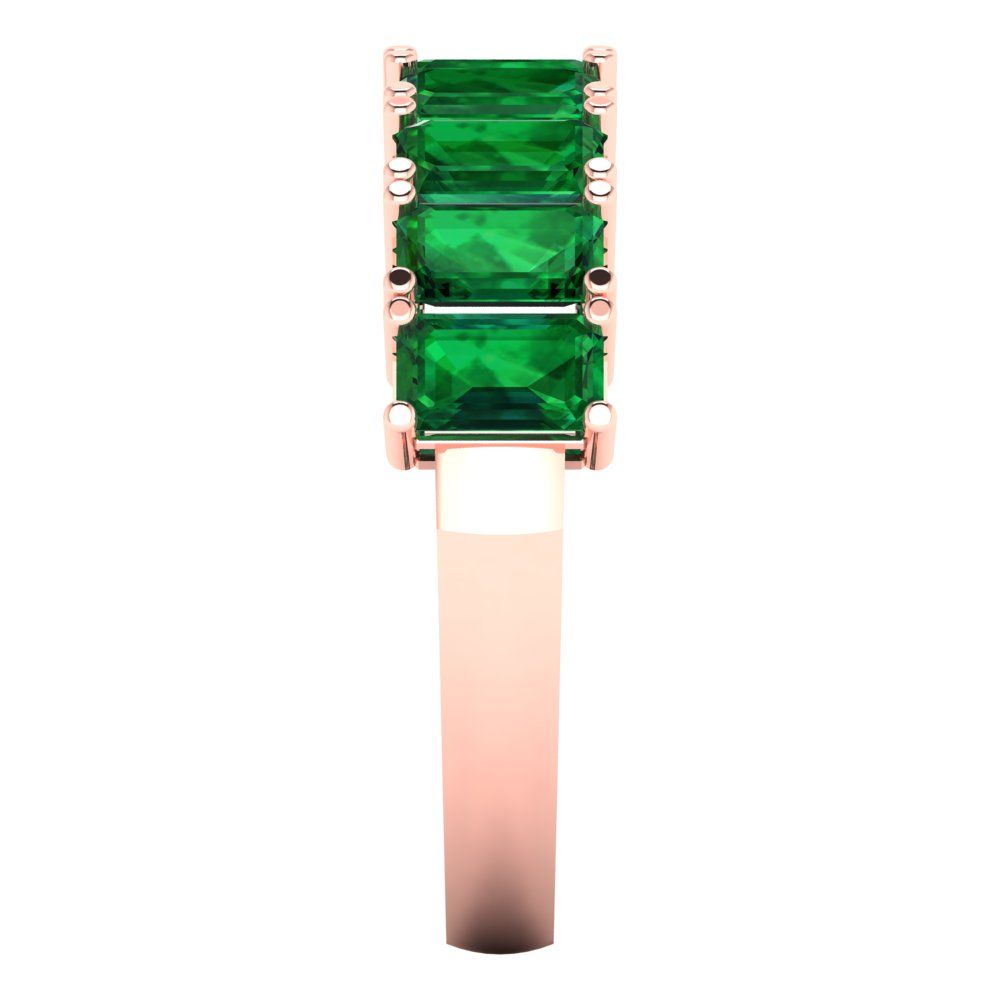 2.61 cttw Simulated Emerald Emerald Cut Rose Gold Eternity Wedding Band