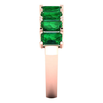 2.61 cttw Simulated Emerald Emerald Cut Rose Gold Eternity Wedding Band