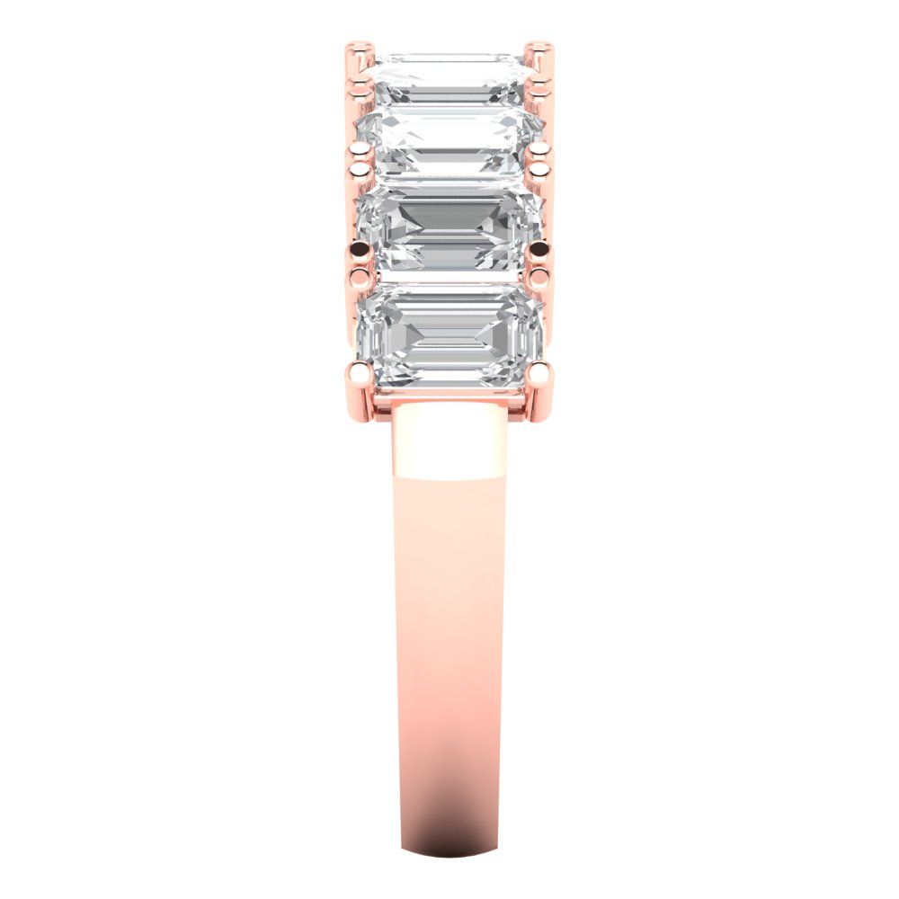 2.61 cttw Simulated Diamond Emerald Cut Rose Gold Eternity Wedding Band