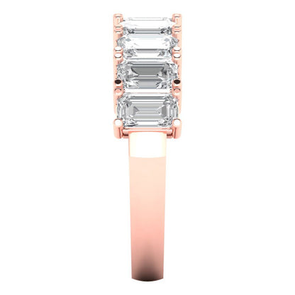2.61 cttw Simulated Diamond Emerald Cut Rose Gold Eternity Wedding Band