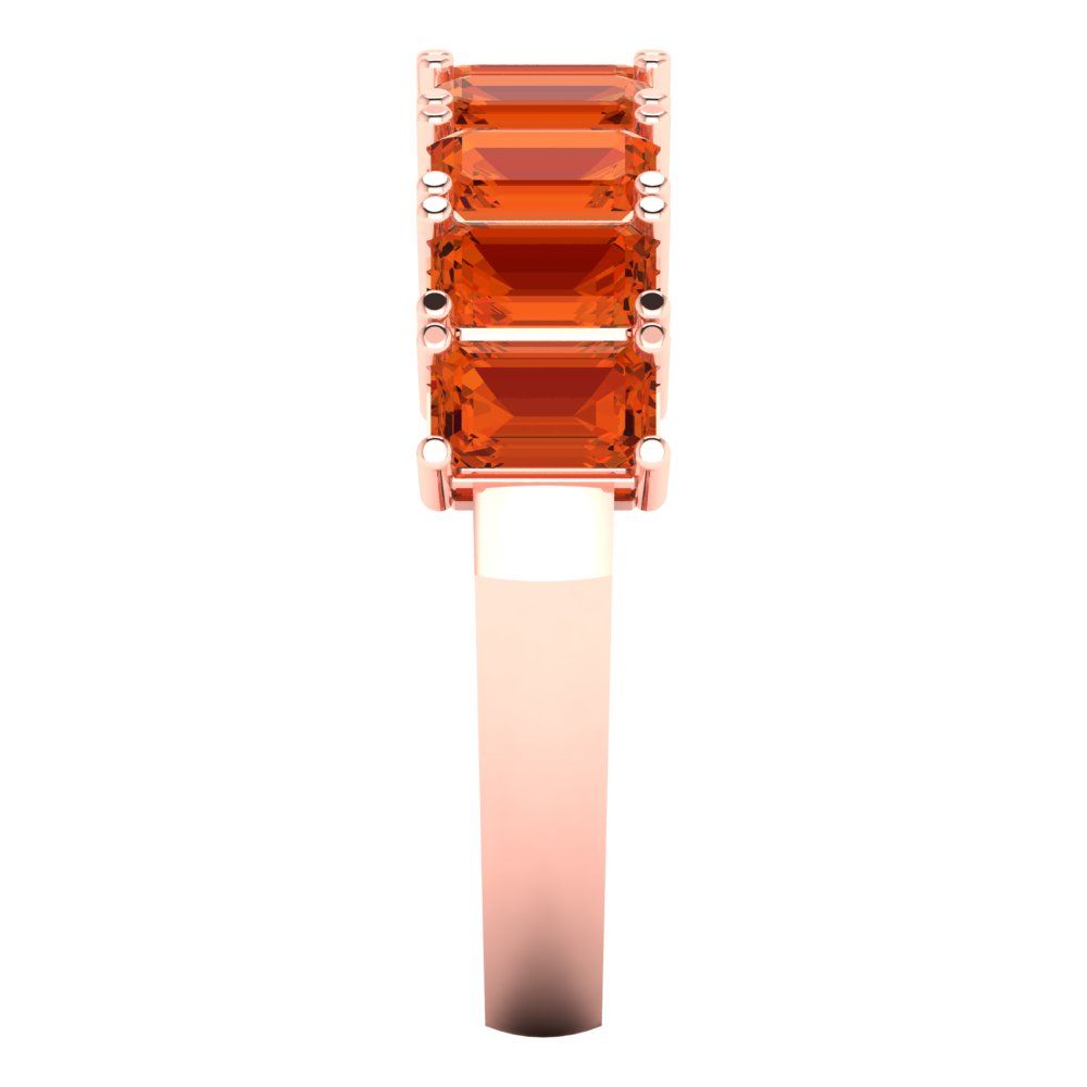 2.61 cttw Simulated Red Diamond Emerald Cut Rose Gold Eternity Wedding Band