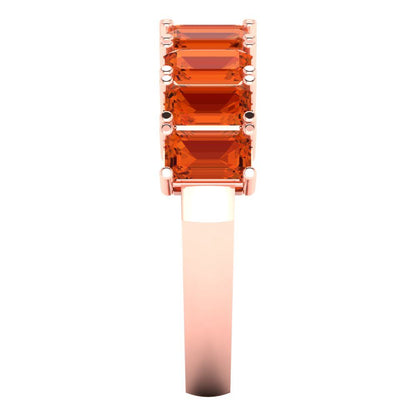 2.61 cttw Simulated Red Diamond Emerald Cut Rose Gold Eternity Wedding Band