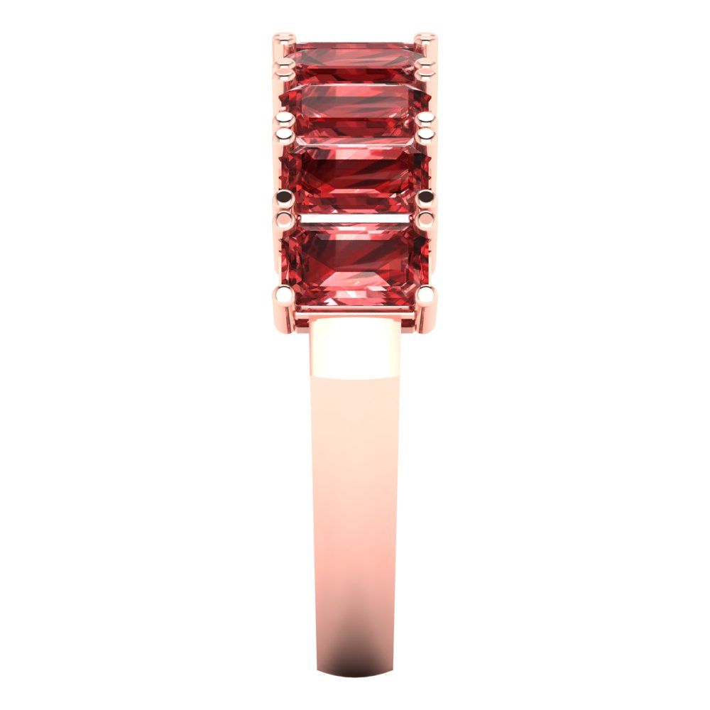 2.61 cttw Natural Garnet Emerald Cut Rose Gold Eternity Wedding Band