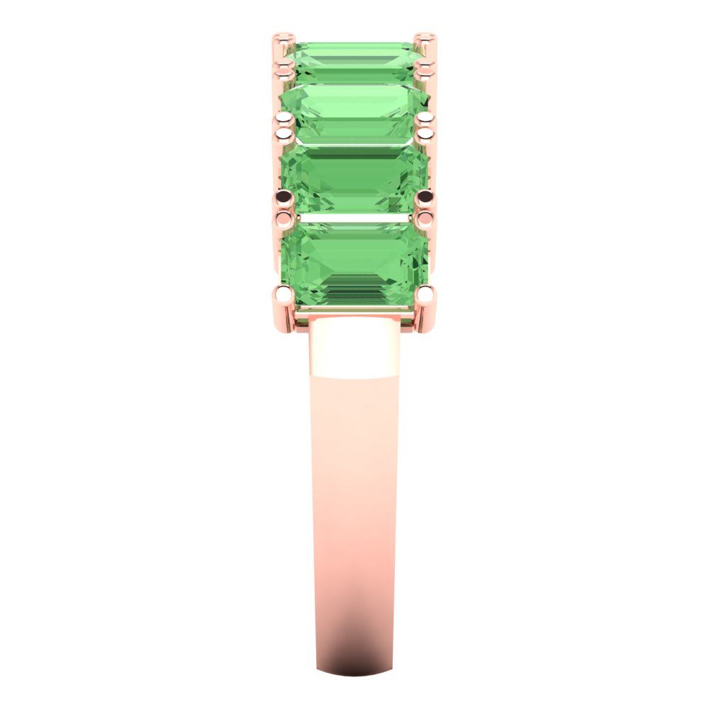 2.61 cttw Simulated Green Diamond Emerald Cut Rose Gold Eternity Wedding Band