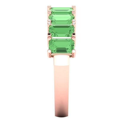 2.61 cttw Simulated Green Diamond Emerald Cut Rose Gold Eternity Wedding Band
