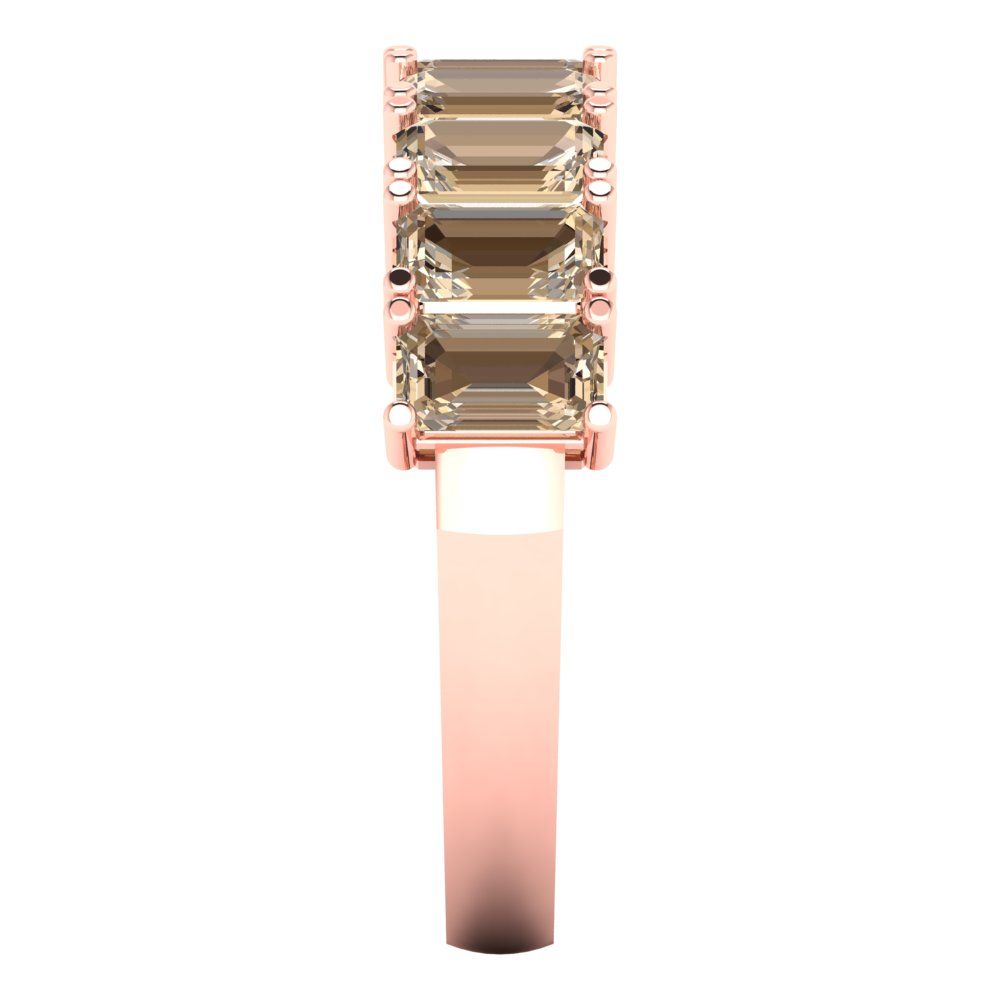 2.61 cttw Yellow Moissanite Emerald Cut Rose Gold Eternity Wedding Band