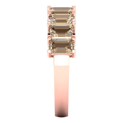 2.61 cttw Yellow Moissanite Emerald Cut Rose Gold Eternity Wedding Band