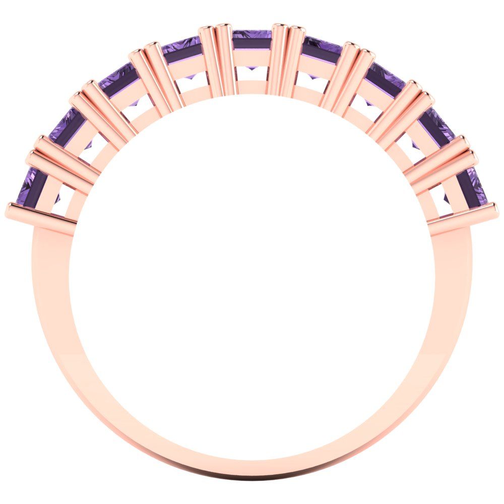 2.61 cttw Simulated Alexandrite Emerald Cut Rose Gold Eternity Wedding Band