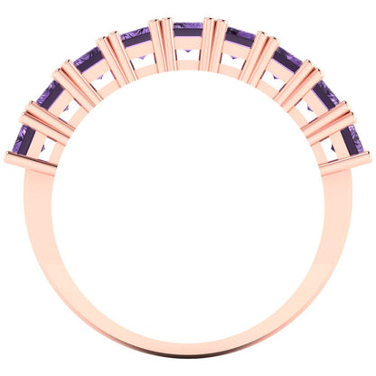 2.61 cttw Simulated Alexandrite Emerald Cut Rose Gold Eternity Wedding Band