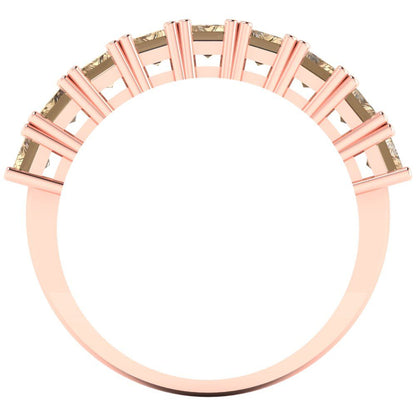 2.61 cttw Yellow Moissanite Emerald Cut Rose Gold Eternity Wedding Band