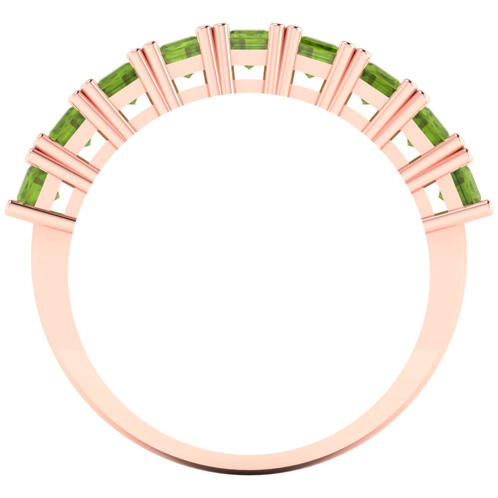 2.61 cttw Natural Peridot Emerald Cut Rose Gold Eternity Wedding Band