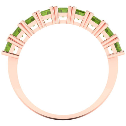 2.61 cttw Natural Peridot Emerald Cut Rose Gold Eternity Wedding Band