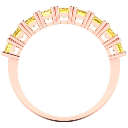 2.61 cttw Simulated Yellow Diamond Emerald Cut Rose Gold Eternity Wedding Band