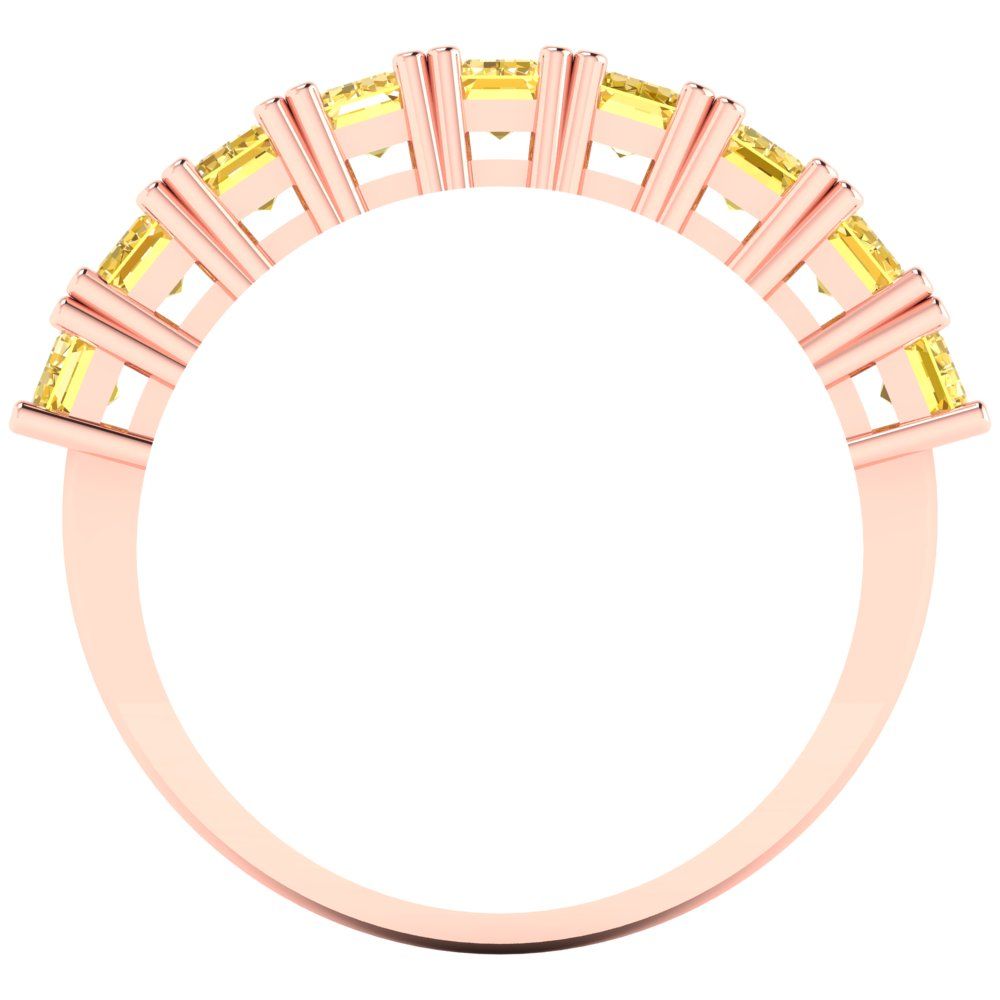 2.61 cttw Natural Citrine Emerald Cut Rose Gold Eternity Wedding Band