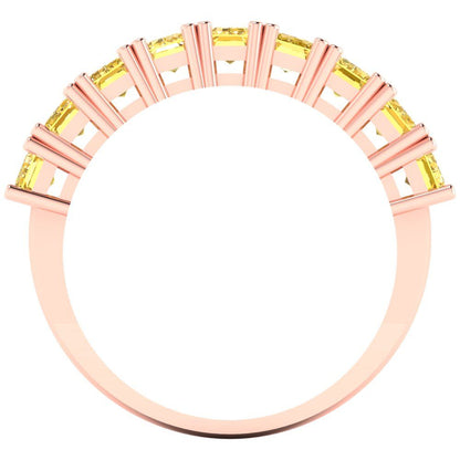 2.61 cttw Natural Citrine Emerald Cut Rose Gold Eternity Wedding Band