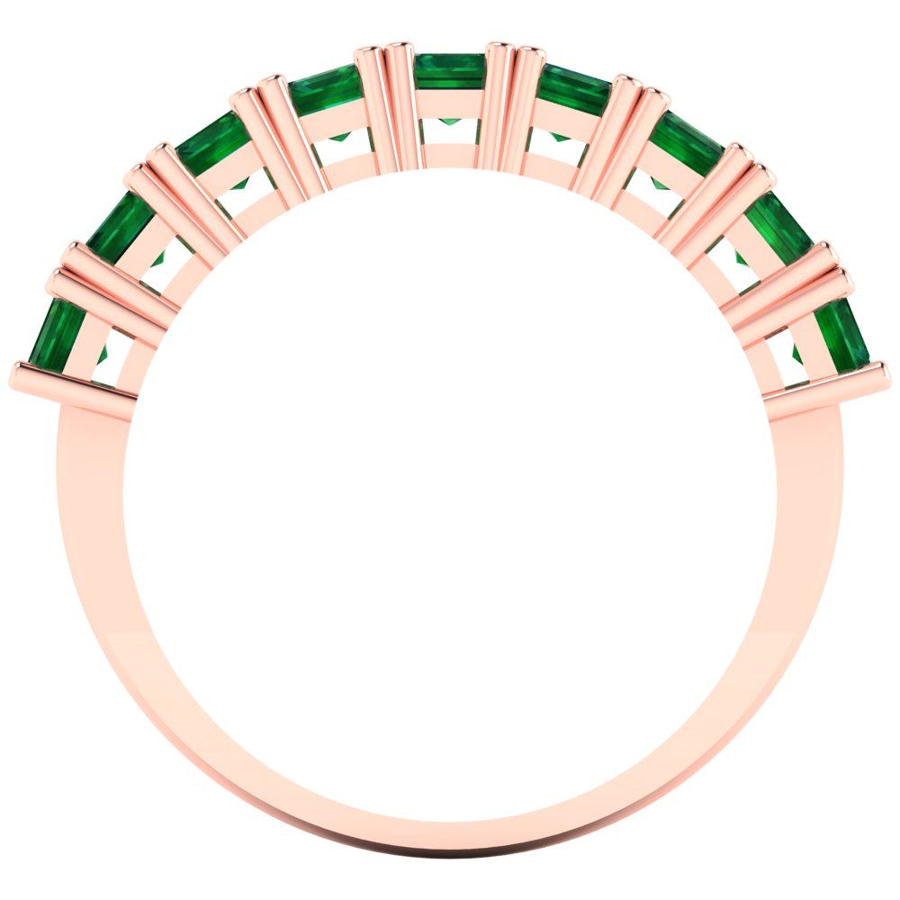 2.61 cttw Simulated Emerald Emerald Cut Rose Gold Eternity Wedding Band