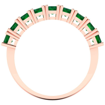 2.61 cttw Simulated Emerald Emerald Cut Rose Gold Eternity Wedding Band