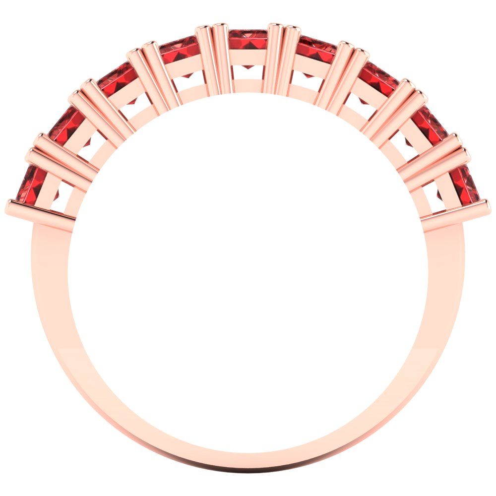 2.61 cttw Natural Garnet Emerald Cut Rose Gold Eternity Wedding Band