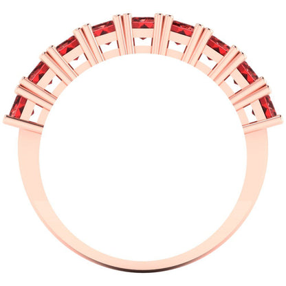 2.61 cttw Natural Garnet Emerald Cut Rose Gold Eternity Wedding Band