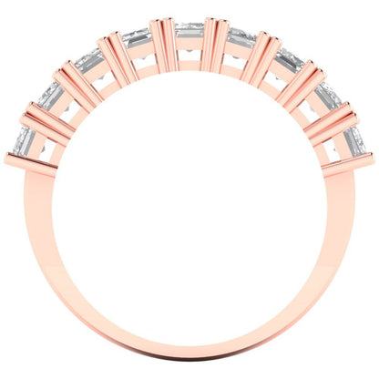 2.61 cttw Simulated Diamond Emerald Cut Rose Gold Eternity Wedding Band