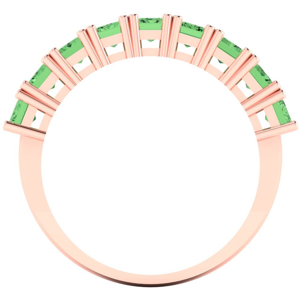 2.61 cttw Simulated Green Diamond Emerald Cut Rose Gold Eternity Wedding Band
