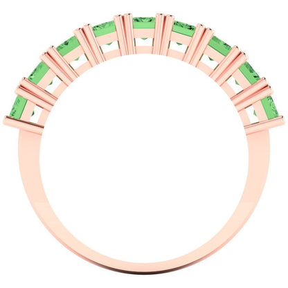 2.61 cttw Simulated Green Diamond Emerald Cut Rose Gold Eternity Wedding Band