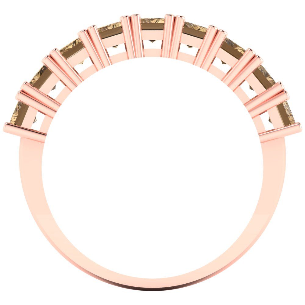 2.61 cttw Simulated Champagne Diamond Emerald Cut Rose Gold Eternity Wedding Band