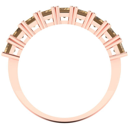 2.61 cttw Simulated Champagne Diamond Emerald Cut Rose Gold Eternity Wedding Band