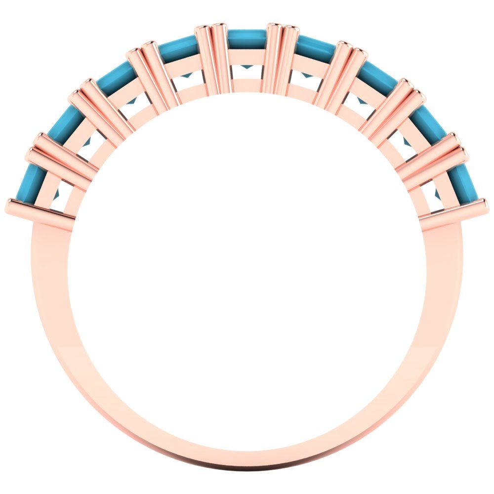 2.61 cttw Simulated Turquoise Emerald Cut Rose Gold Eternity Wedding Band