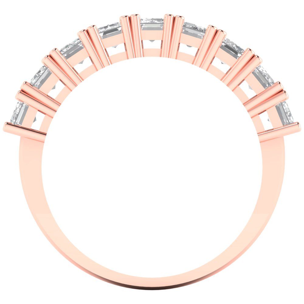 2.61 cttw Moissanite Emerald Cut Rose Gold Eternity Wedding Band