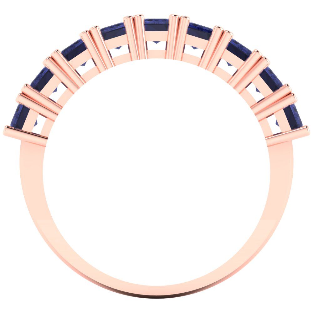 2.61 cttw Simulated Tanzanite Emerald Cut Rose Gold Eternity Wedding Band