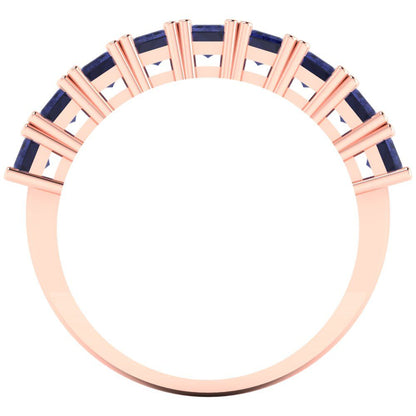 2.61 cttw Simulated Tanzanite Emerald Cut Rose Gold Eternity Wedding Band
