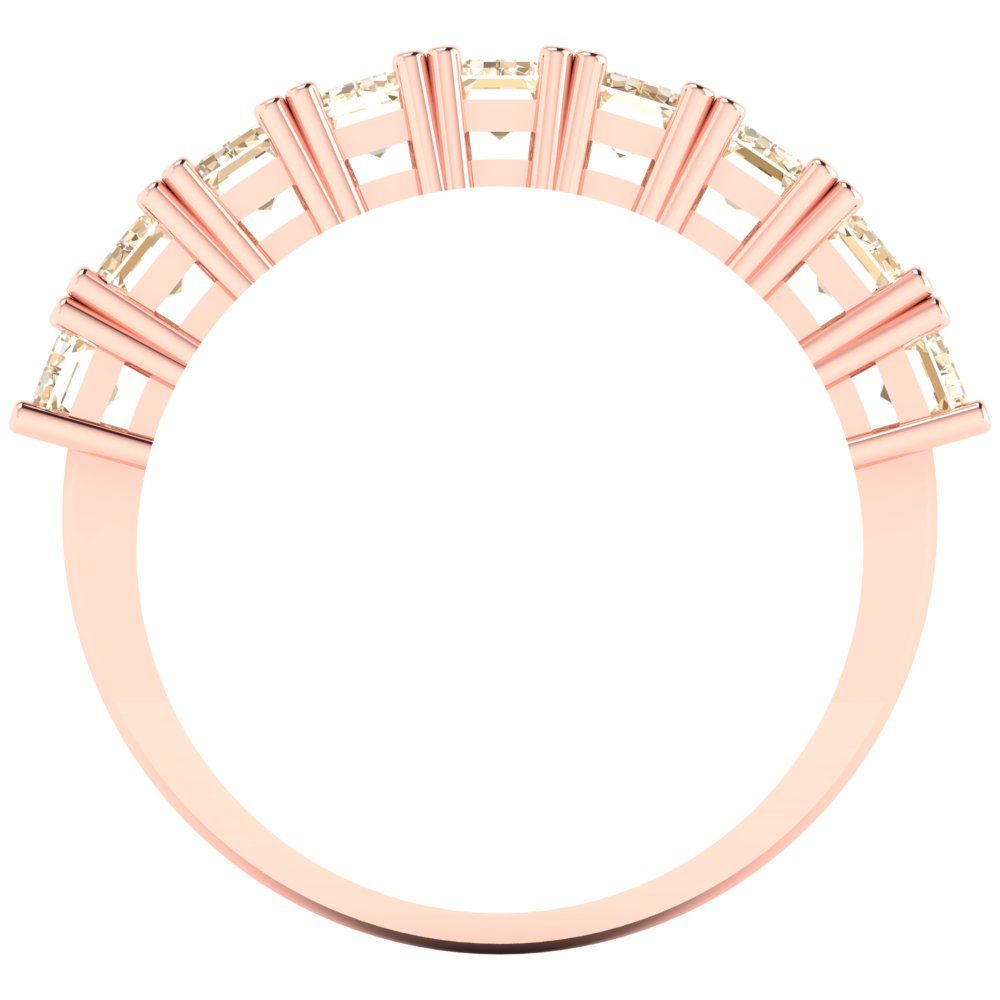 2.61 cttw Natural Morganite Emerald Cut Rose Gold Eternity Wedding Band