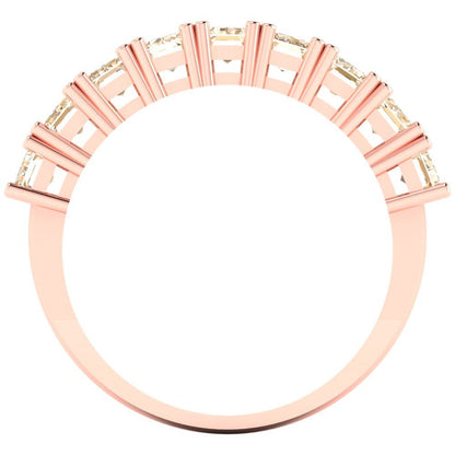 2.61 cttw Natural Morganite Emerald Cut Rose Gold Eternity Wedding Band