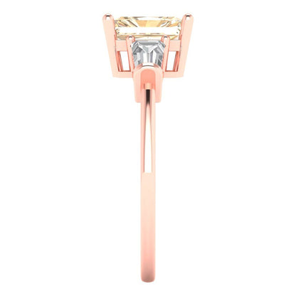 1.5 cttw Natural Morganite Three-Stone Engagement Ring - Solid Gold (Emerald Cut,7.0x5.0mm)
