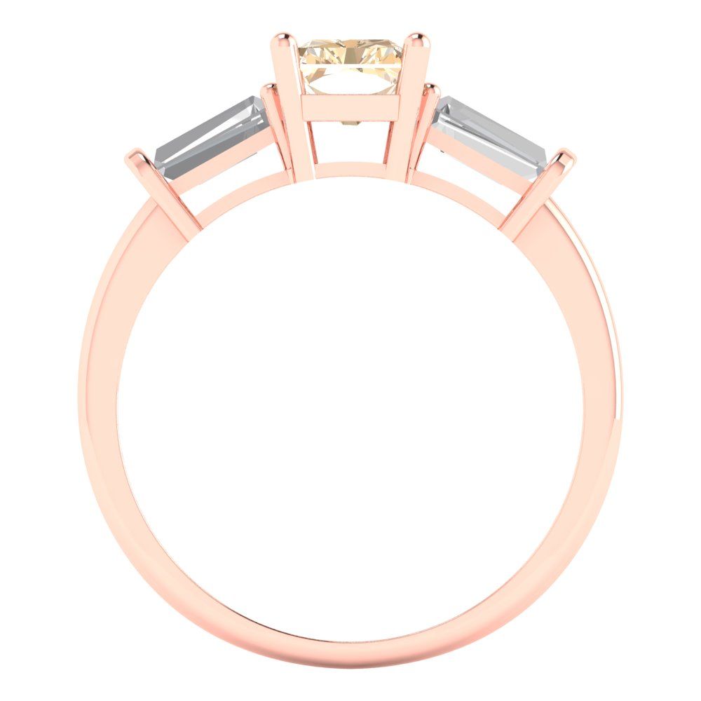 1.5 cttw Natural Morganite Three-Stone Engagement Ring - Solid Gold (Emerald Cut,7.0x5.0mm)