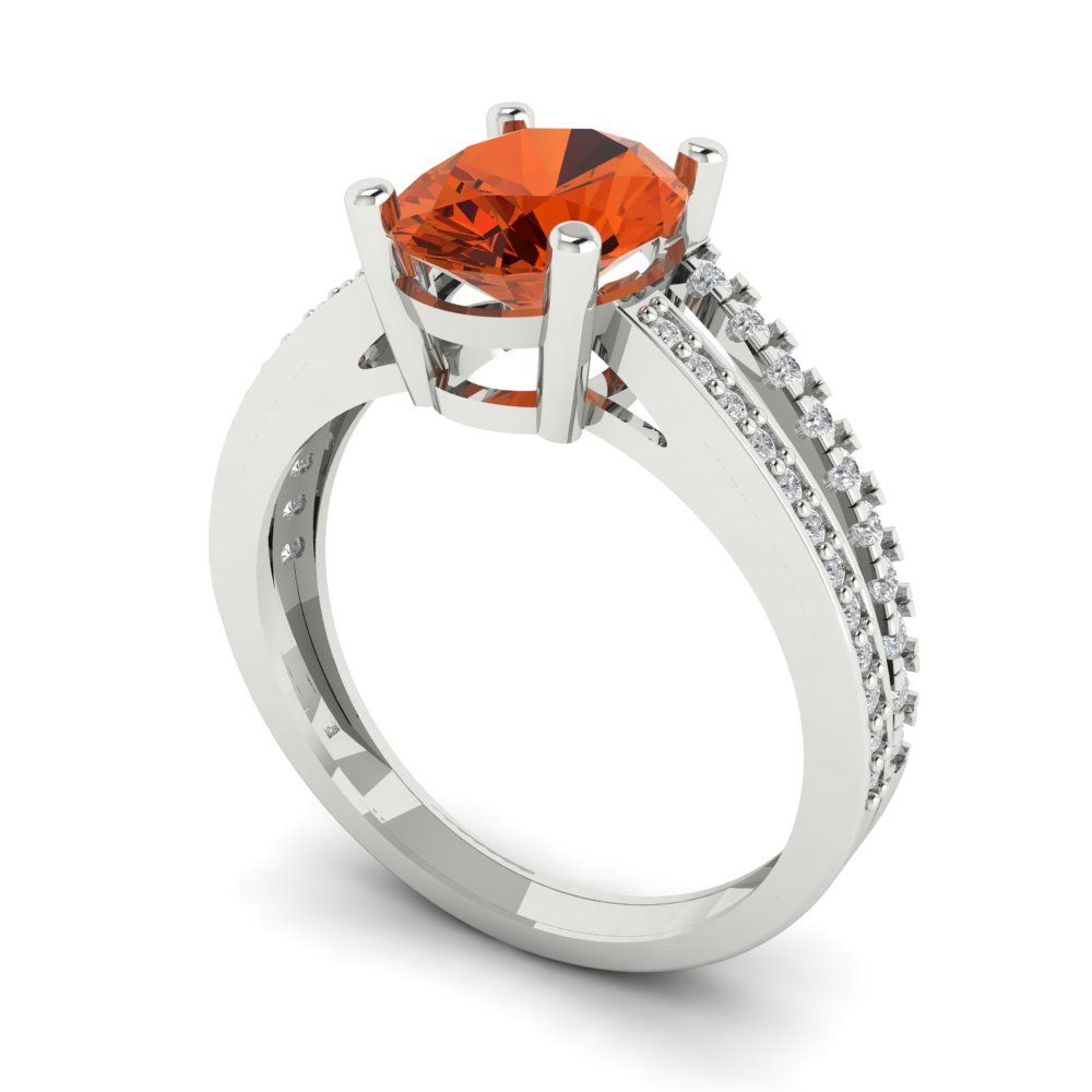 2.32 cttw Zirconia Simulated Red Diamond Solitaire with Zirconia Simulated Diamond Accents Engagement Ring - Solid Gold (VVS1, Oval Cut,9X7mm)