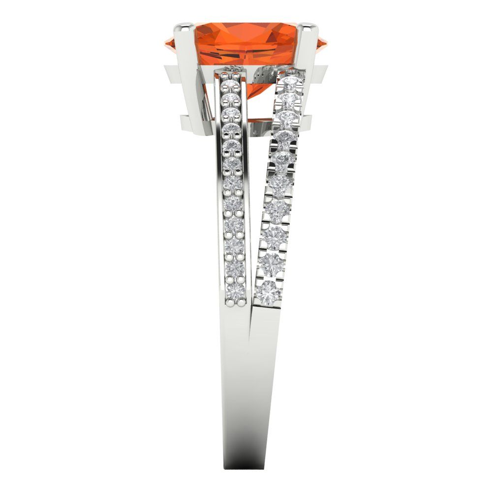 2.32 cttw Zirconia Simulated Red Diamond Solitaire with Zirconia Simulated Diamond Accents Engagement Ring - Solid Gold (VVS1, Oval Cut,9X7mm)