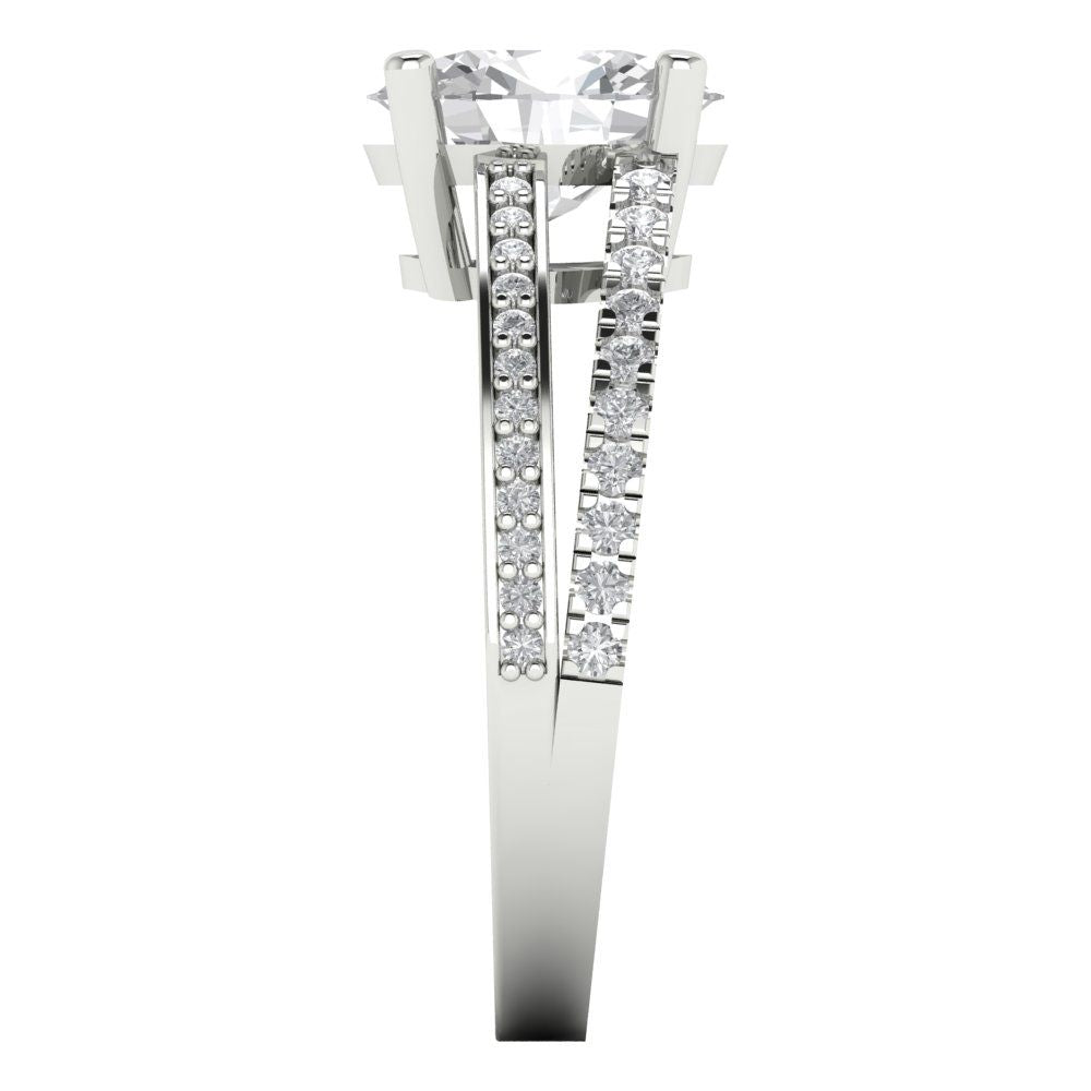 3.28 ct Brilliant Oval Cut Natural Diamond Stone Clarity VS1-2 Color G-H White Gold Solitaire with Accents Ring