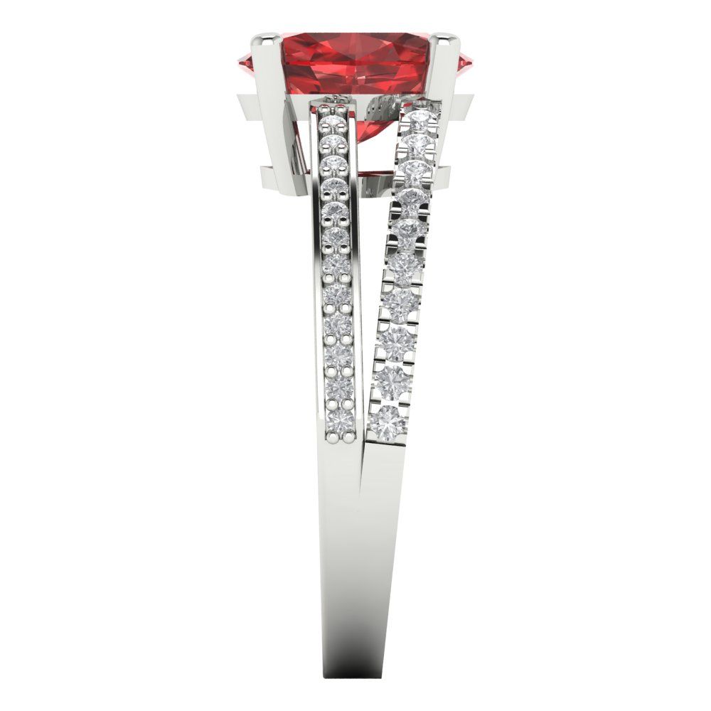 2.32 cttw Natural Garnet Solitaire with Zirconia Simulated Diamond Accents Engagement Ring - Solid Gold (Oval Cut,9X7mm)