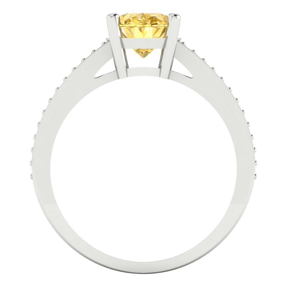 2.32 cttw Natural Citrine Solitaire with Zirconia Simulated Diamond Accents Engagement Ring - Solid Gold (Oval Cut,9X7mm)