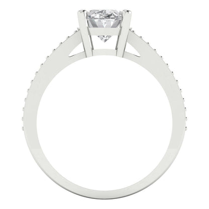 2.32 cttw White Sapphire Solitaire with Zirconia Simulated Diamond Accents Engagement Ring - Solid Gold (Oval Cut,9X7mm)