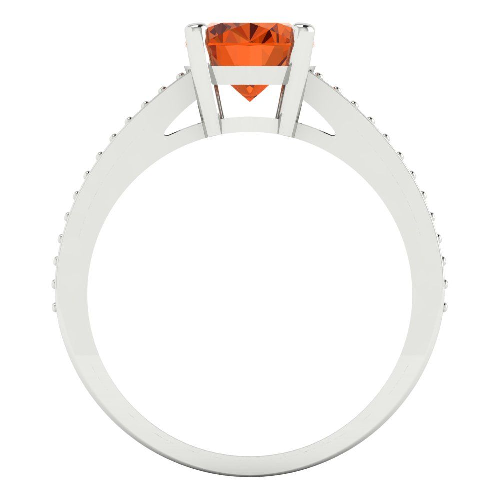 2.32 cttw Simulated Ruby Solitaire with Zirconia Simulated Diamond Accents Engagement Ring - Solid White Gold (VVS1, Oval Cut,9X7mm)