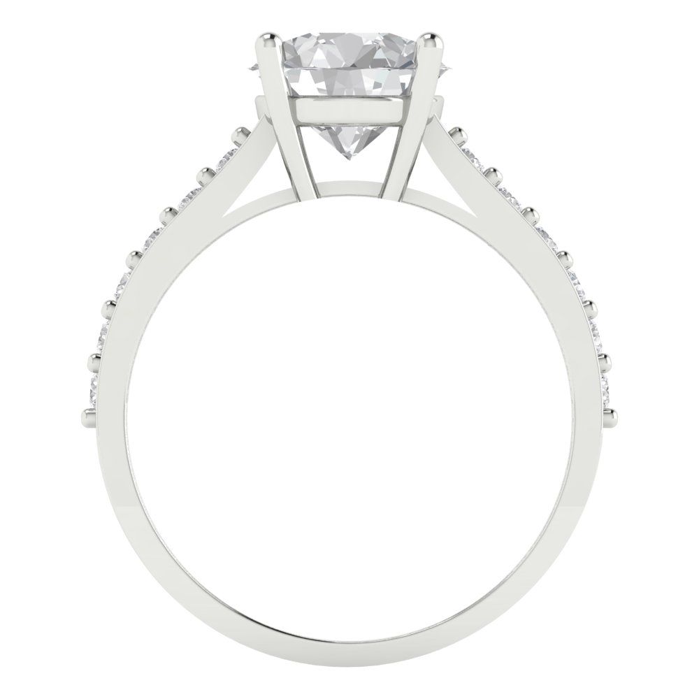 2.3 cttw White Sapphire Solitaire with Zirconia Simulated Diamond Accents Engagement Ring - Solid Gold (Round Cut,8.0mm)