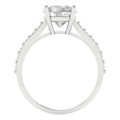 2.3 cttw White Sapphire Solitaire with Zirconia Simulated Diamond Accents Engagement Ring - Solid Gold (Round Cut,8.0mm)