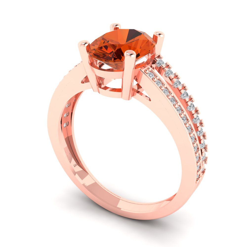 2.32 cttw Zirconia Simulated Red Diamond Solitaire with Zirconia Simulated Diamond Accents Engagement Ring - Solid Rose Gold (VVS1, Oval Cut,9X7mm)