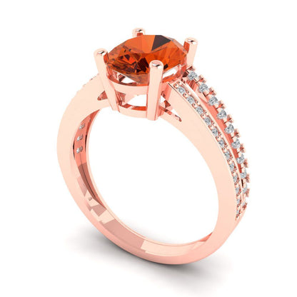 2.32 cttw Zirconia Simulated Red Diamond Solitaire with Zirconia Simulated Diamond Accents Engagement Ring - Solid Rose Gold (VVS1, Oval Cut,9X7mm)