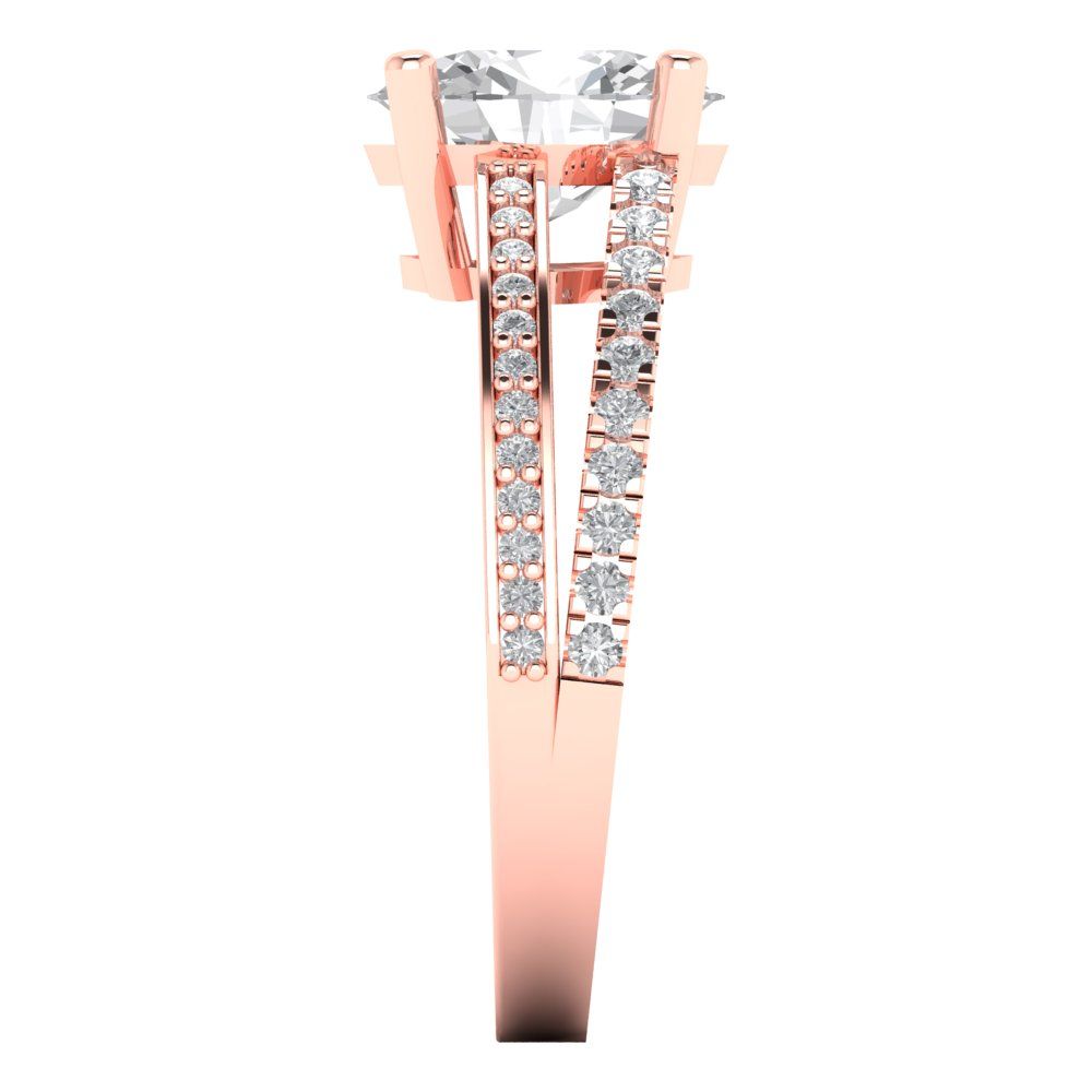 2.32 cttw White Sapphire Solitaire with Zirconia Simulated Diamond Accents Engagement Ring - Solid Rose Gold (VVS1, Oval Cut,9X7mm)